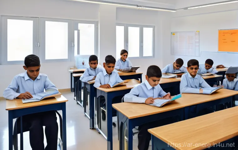 에너지관리 직업군의 실무 경험담 - Image Prompt 1: Smart Energy Management in a Modern Arab School**