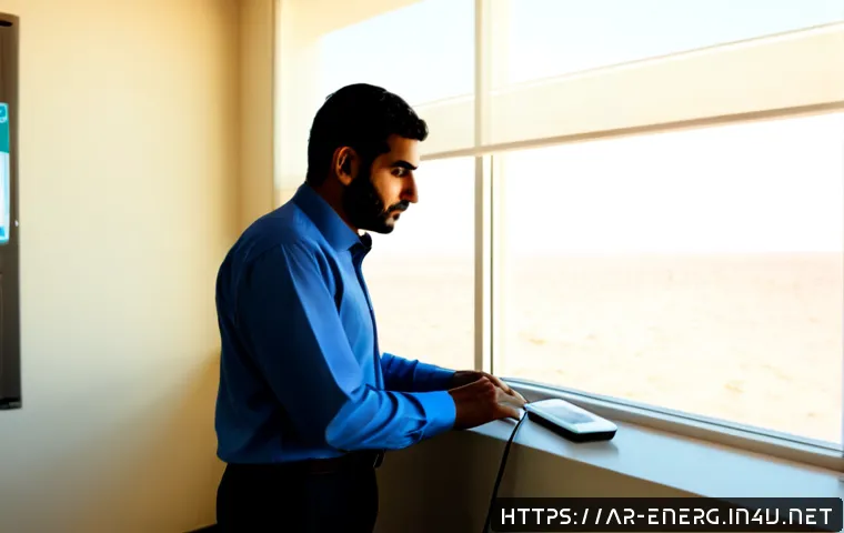 에너지관리 실무에서 발생할 수 있는 실수 - Photorealistic energy management mistake in a modern Gulf-region facilities office, Arab engineer in...